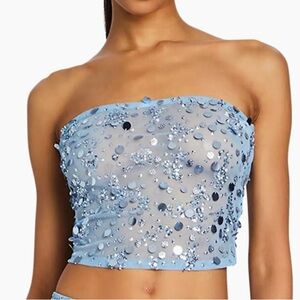 Sky blue mirage retrofete crop top